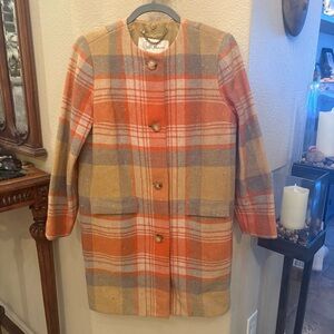 Vintage BILL ATKINSON Glen of Michigan Multicolor Plaid Button Coat Size S/M